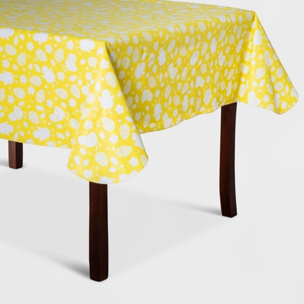 🆕84"x60" Easter Print Tablecloth Yellow 💛 Spritz